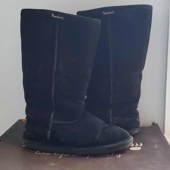 Bearpaw Peron Size 6 Black Sheepskin Tall Boots - Picture 1 of 5